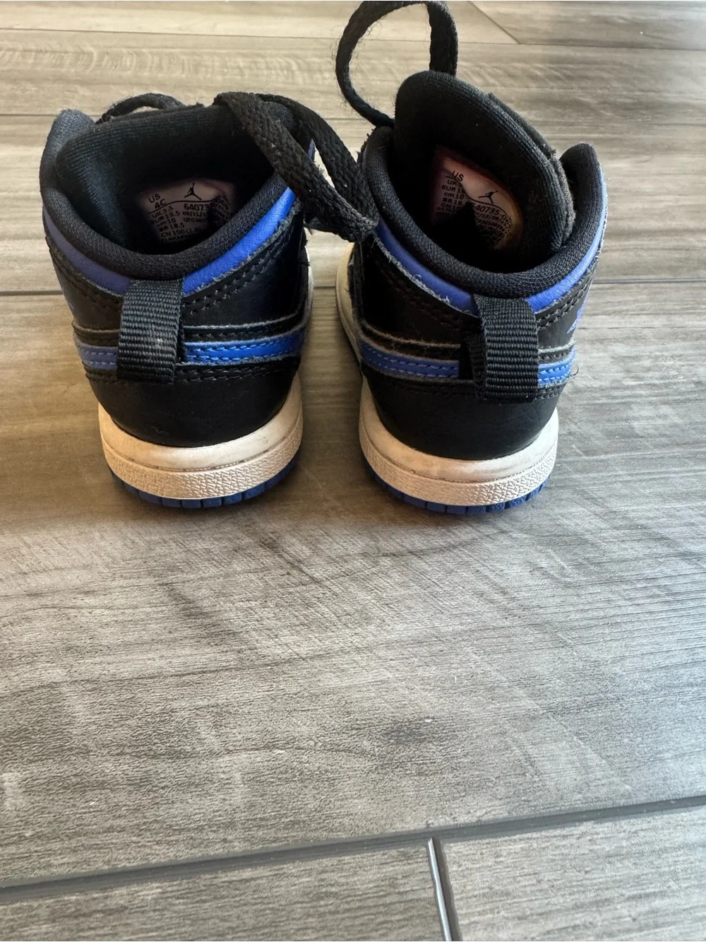 Jordan Kids' Black and Royal Blue High-Top Sneakers